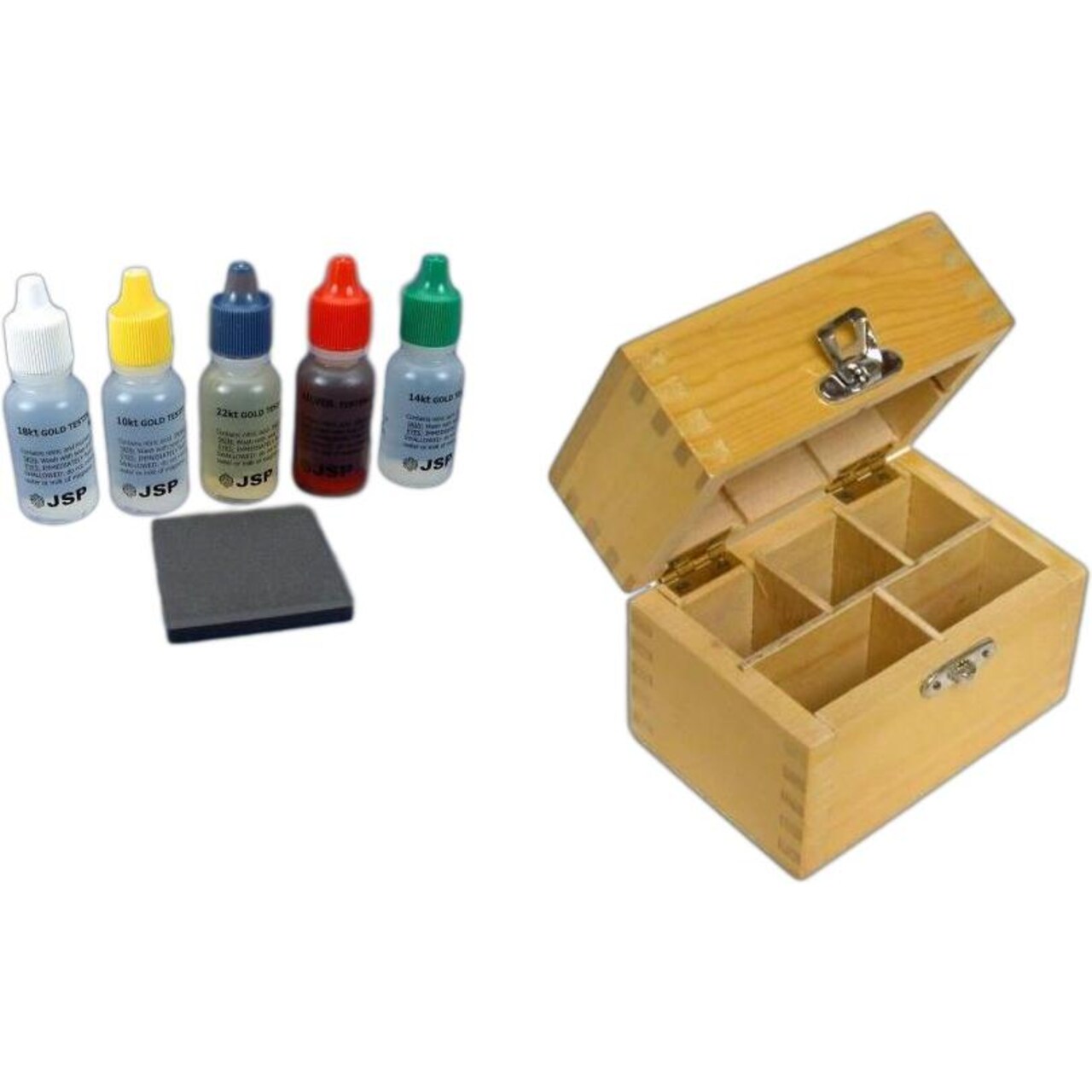 Jewelry Testing Solution Box & Bottles of Testing Acid With Test Stone Kit  7 Pcs
